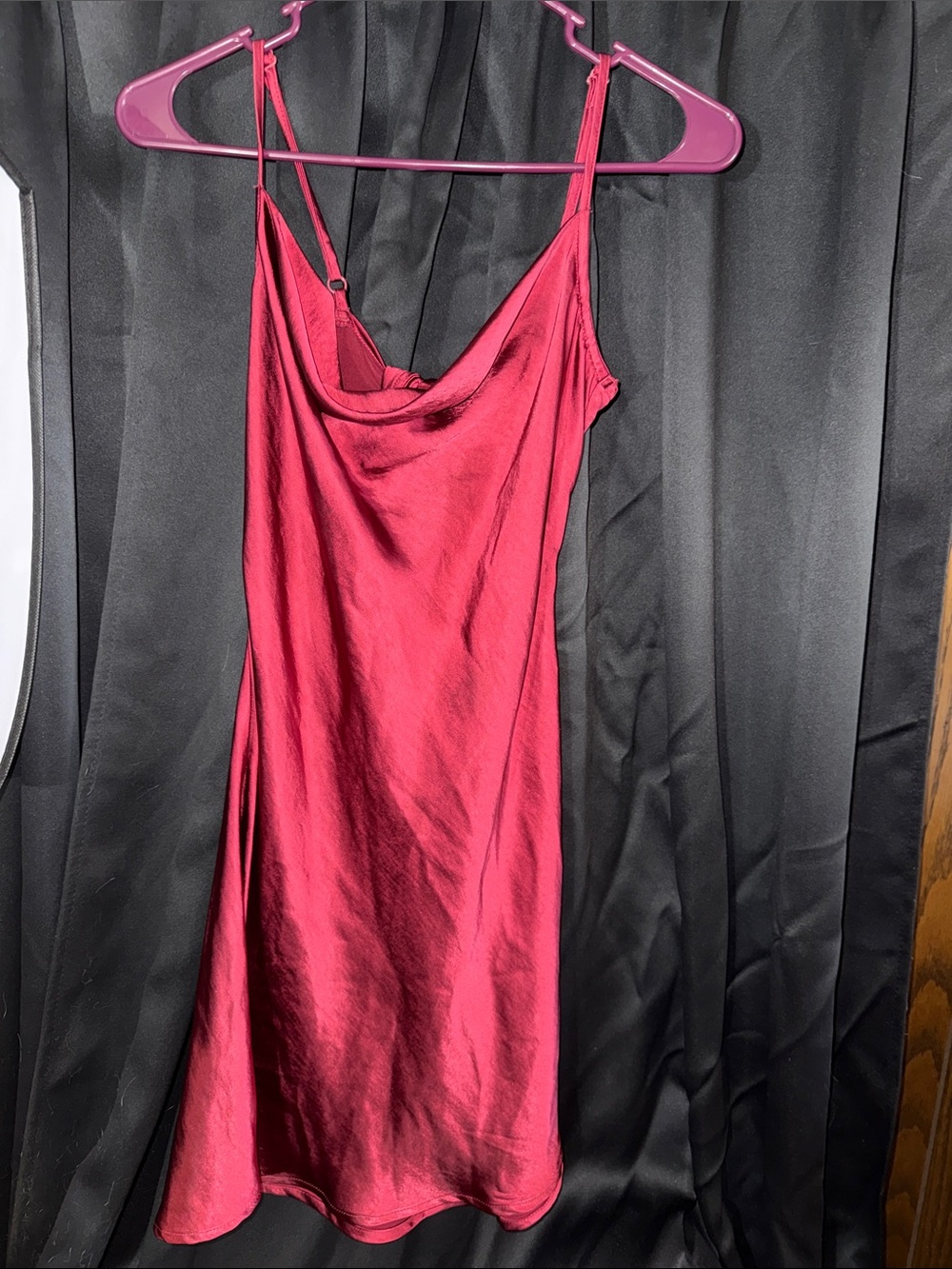 Speechless Crimson Satin Cowl Slip Dress